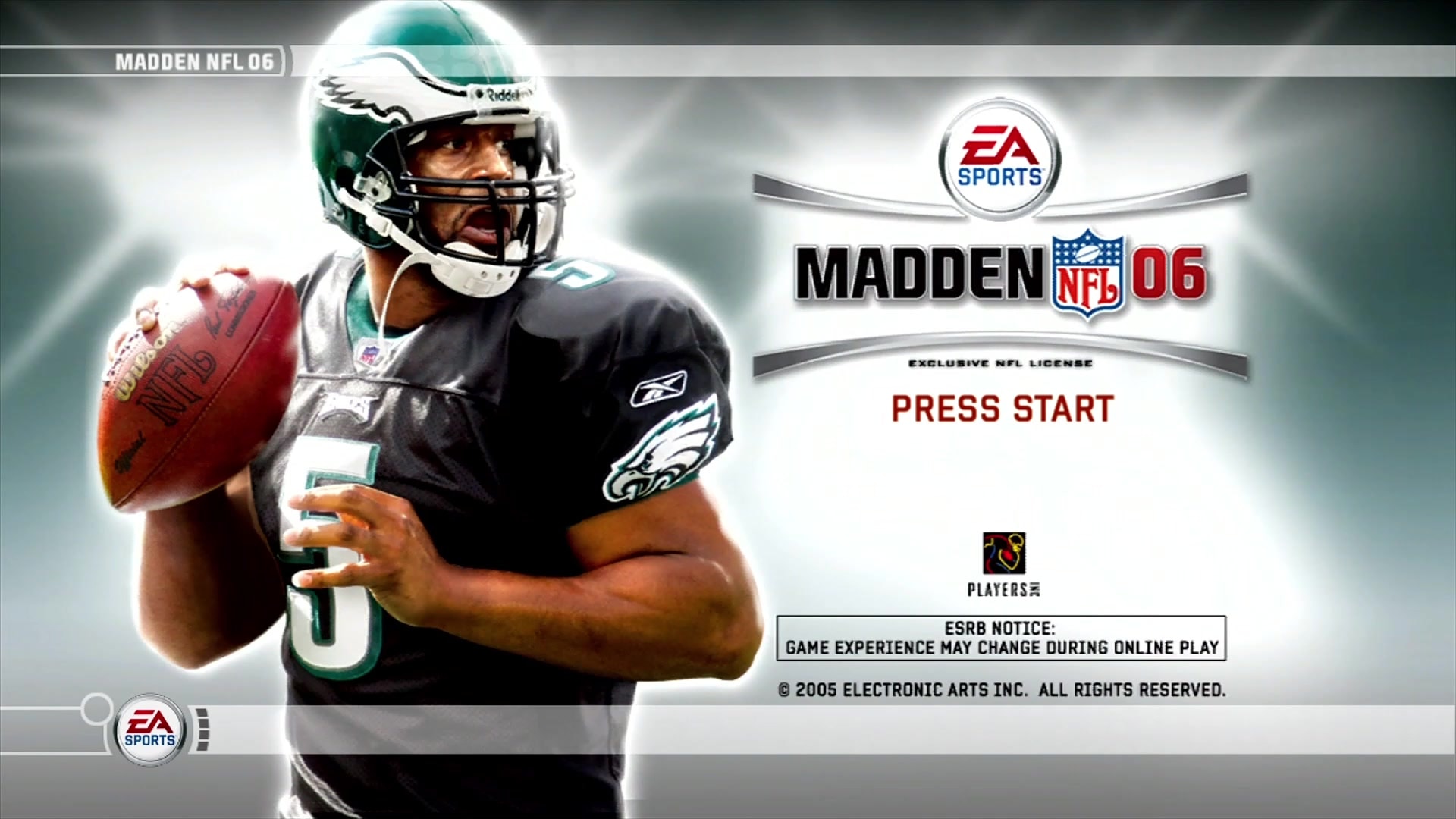 Madden NFL 06 title screen for Xbox 360